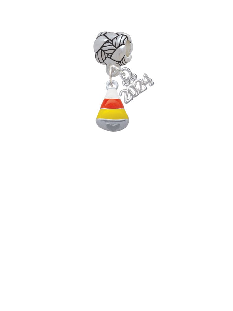 Delight Jewelry Silvertone Small 3-D Enamel Candy Corn Woven Rope Charm Bead Dangle with Year 2024 Image 2
