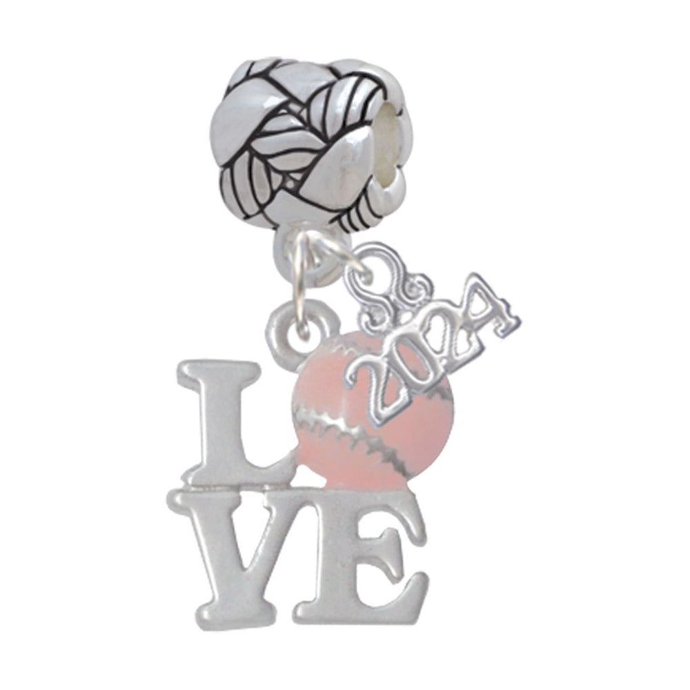 Delight Jewelry Love with Pink Softball Woven Rope Charm Bead Dangle with Year 2024 Image 1