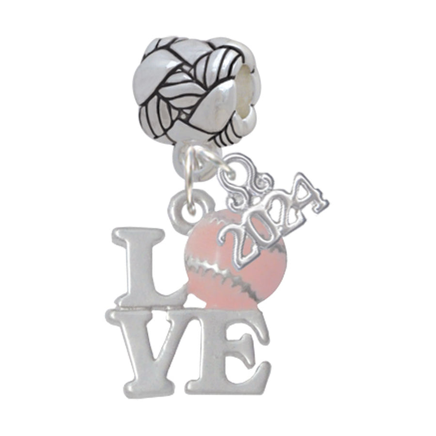 Delight Jewelry Love with Pink Softball Woven Rope Charm Bead Dangle with Year 2024 Image 1