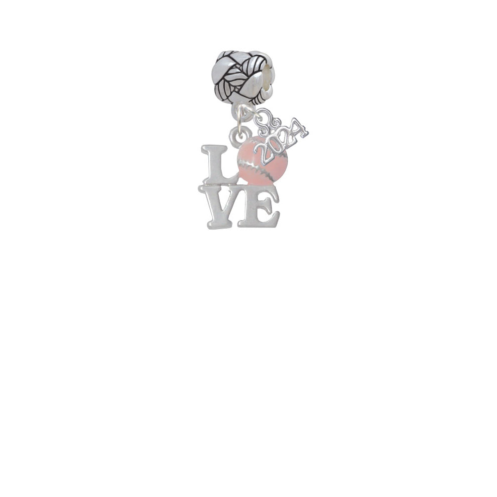Delight Jewelry Love with Pink Softball Woven Rope Charm Bead Dangle with Year 2024 Image 2