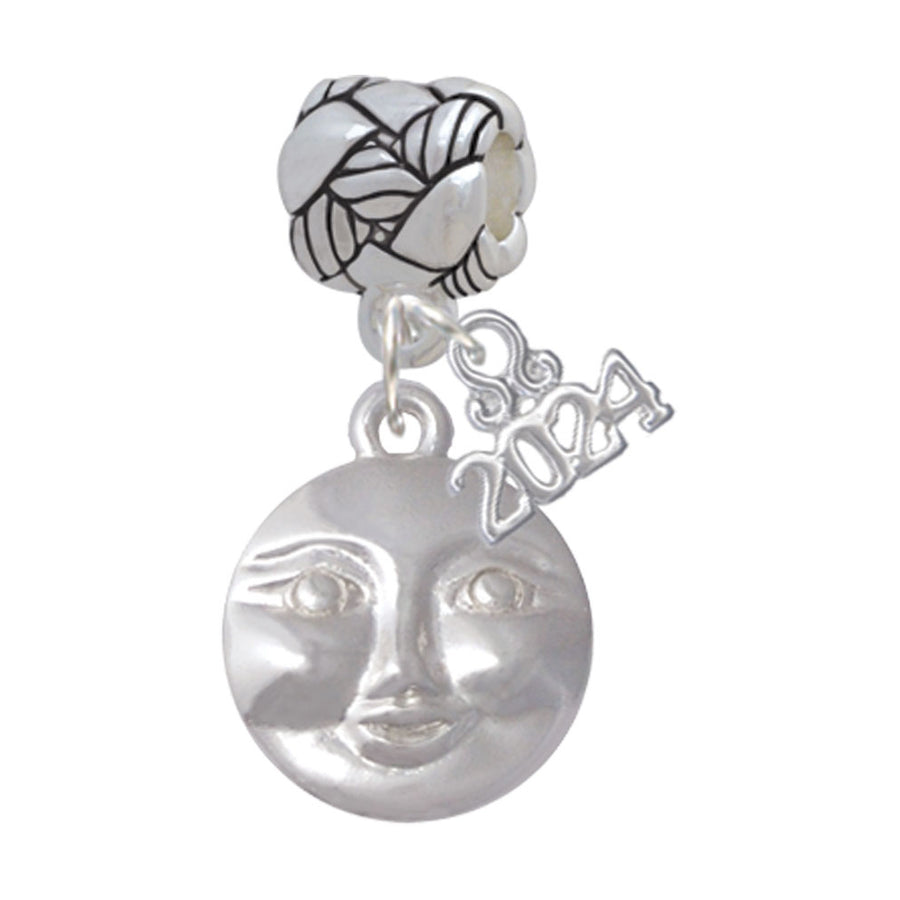 Delight Jewelry Silvertone Happy Moon Woven Rope Charm Bead Dangle with Year 2024 Image 1