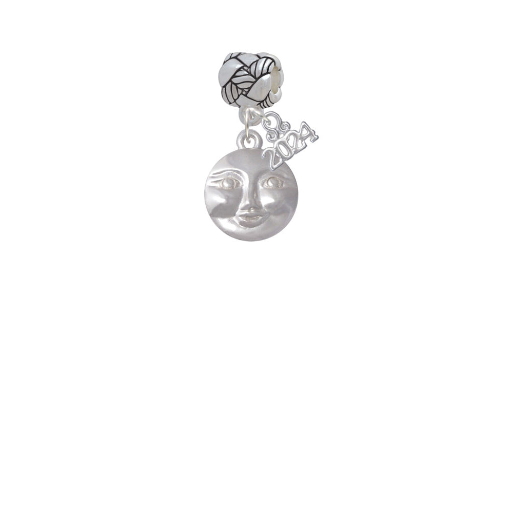 Delight Jewelry Silvertone Happy Moon Woven Rope Charm Bead Dangle with Year 2024 Image 2
