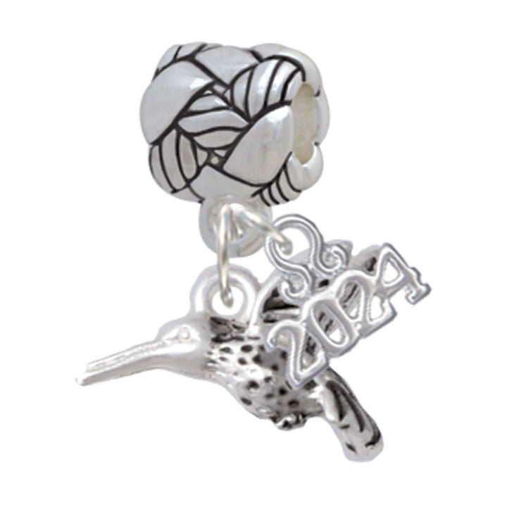 Delight Jewelry Silvertone Small 3-D Hummingbird Woven Rope Charm Bead Dangle with Year 2024 Image 1