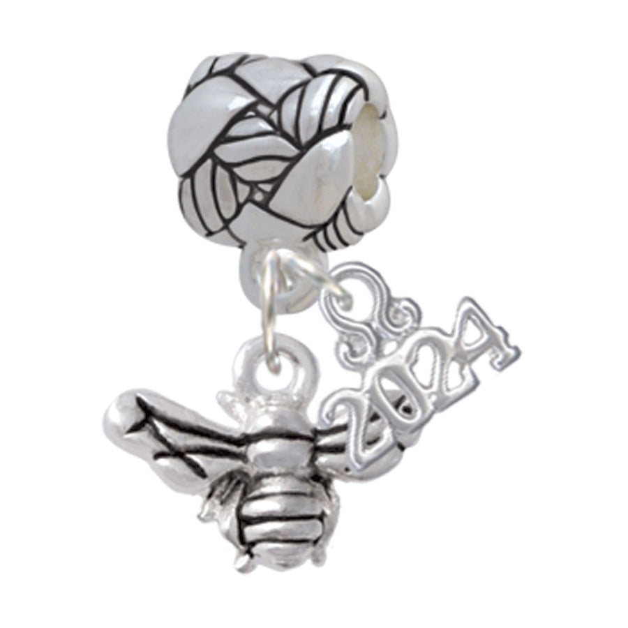 Delight Jewelry Silvertone Small 3-D Bee Woven Rope Charm Bead Dangle with Year 2024 Image 1