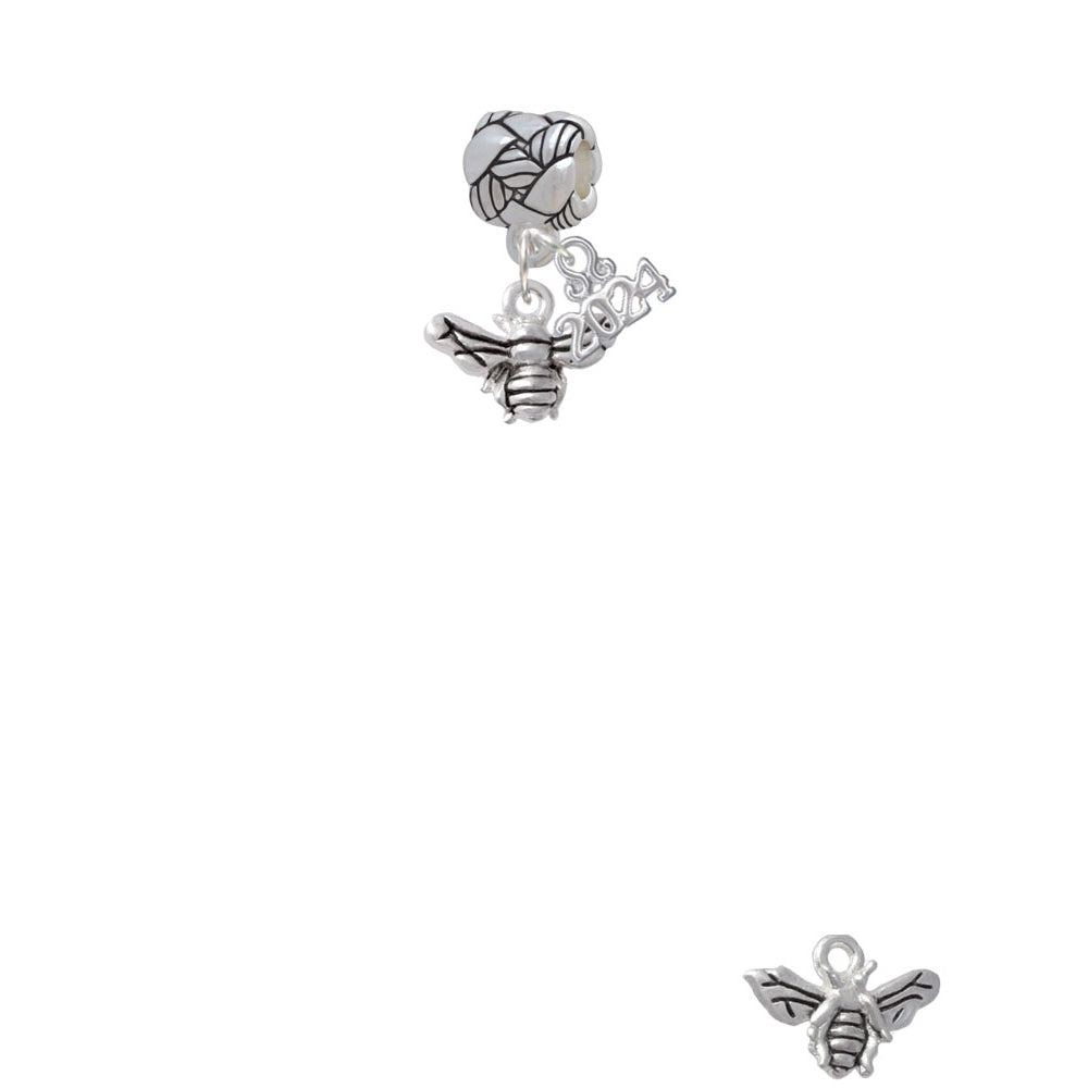 Delight Jewelry Silvertone Small 3-D Bee Woven Rope Charm Bead Dangle with Year 2024 Image 2
