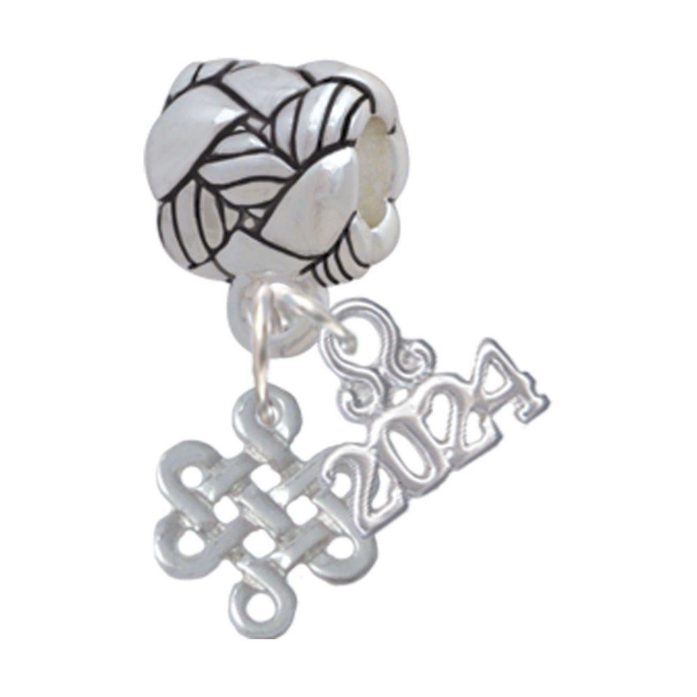 Delight Jewelry Silvertone Mini Open Infinity Knot Woven Rope Charm Bead Dangle with Year 2024 Image 1