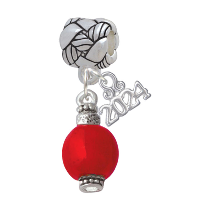 Delight Jewelry Silvertone Red Chinese Lantern with Clear Crystal Woven Rope Charm Bead Dangle with Year 2024 Image 1