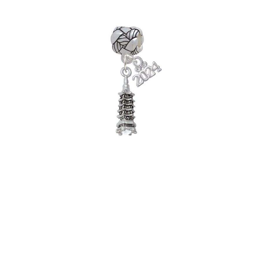 Delight Jewelry Pagoda with Clear Crystal Woven Rope Charm Bead Dangle with Year 2024 Image 1