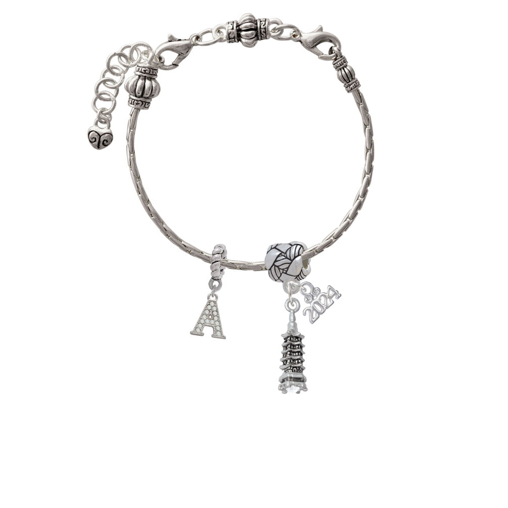Delight Jewelry Pagoda with Clear Crystal Woven Rope Charm Bead Dangle with Year 2024 Image 2