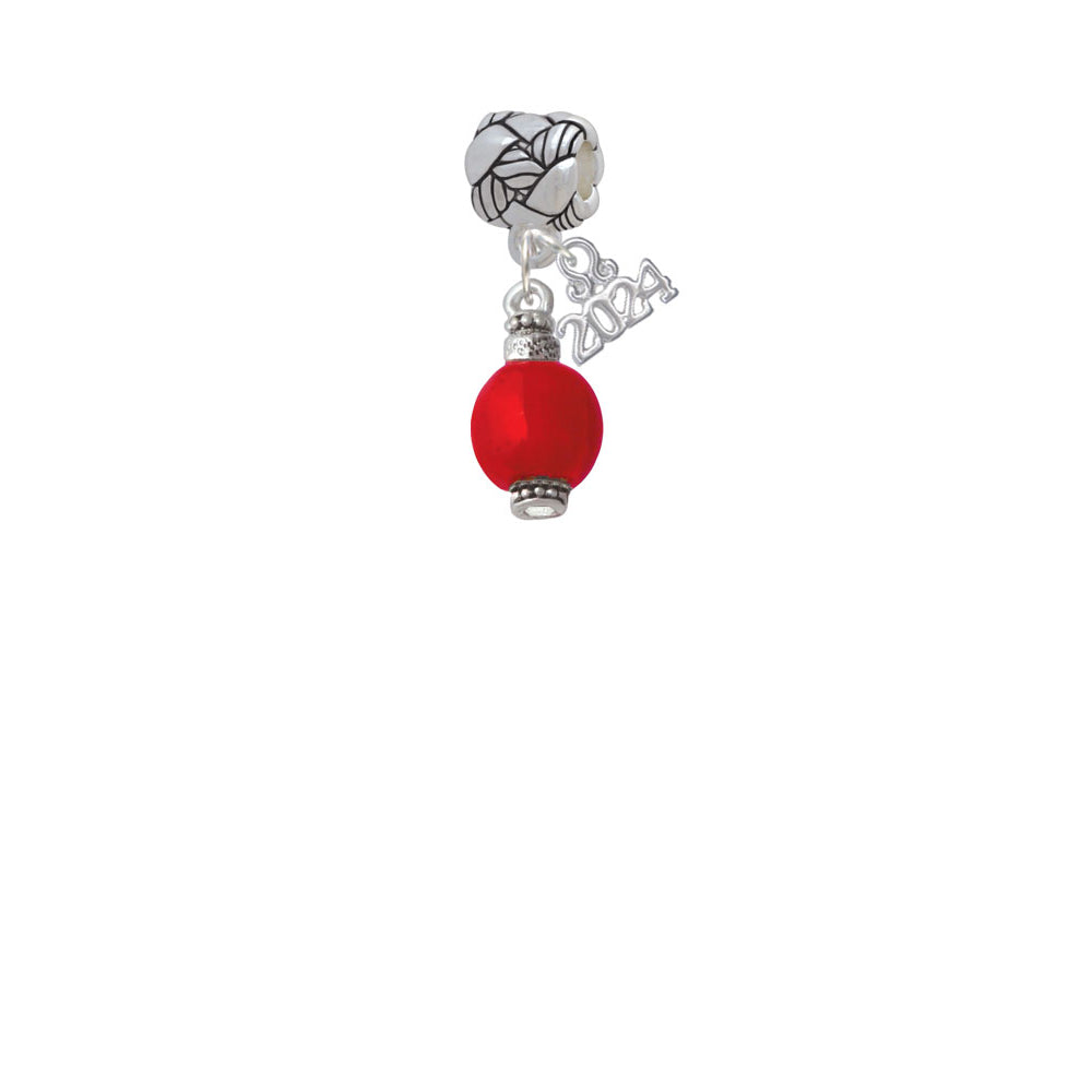 Delight Jewelry Silvertone Red Chinese Lantern with Clear Crystal Woven Rope Charm Bead Dangle with Year 2024 Image 2