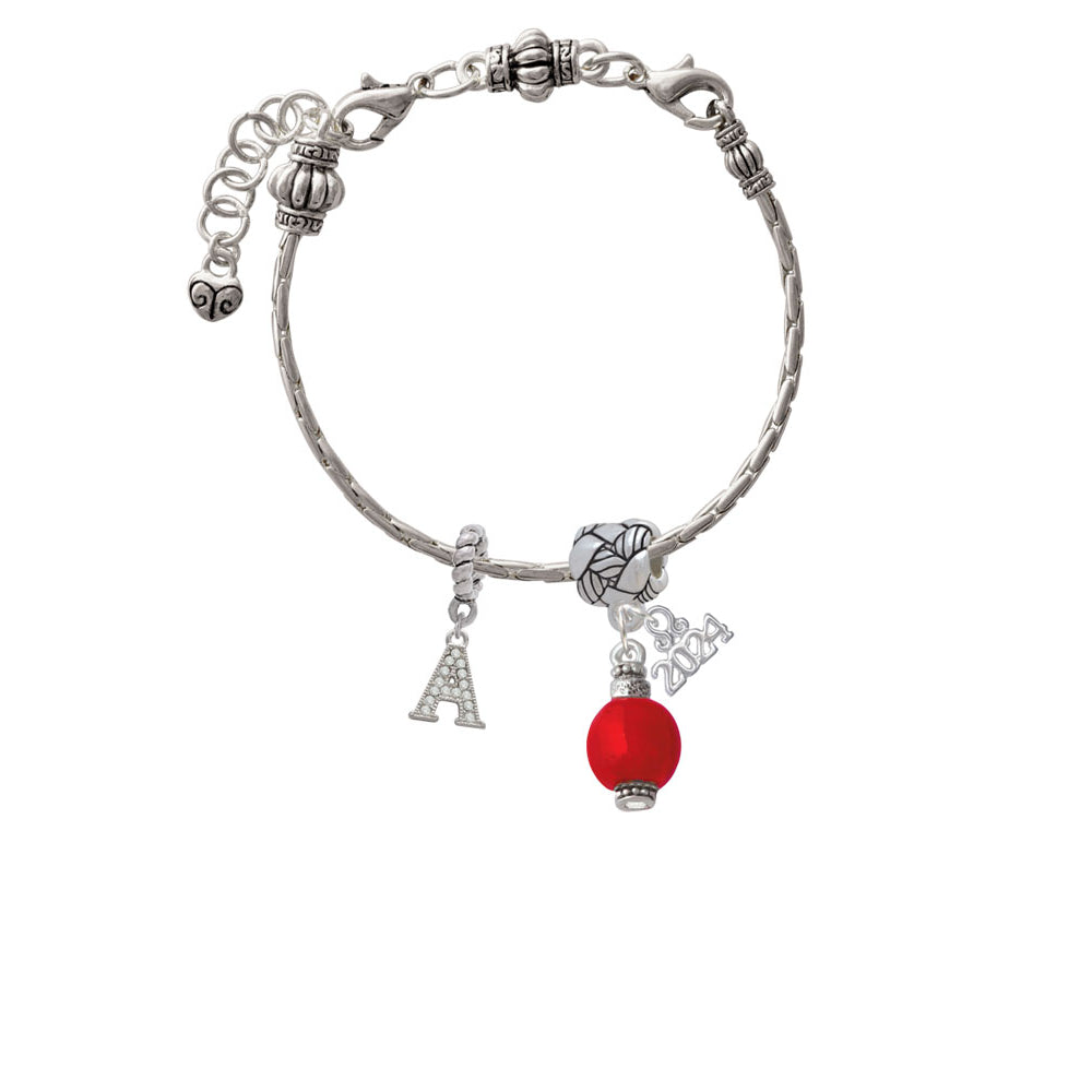 Delight Jewelry Silvertone Red Chinese Lantern with Clear Crystal Woven Rope Charm Bead Dangle with Year 2024 Image 3