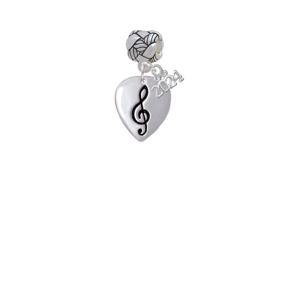 Delight Jewelry Silvertone Large Clef on Guitar Pick Woven Rope Charm Bead Dangle with Year 2024 Image 2