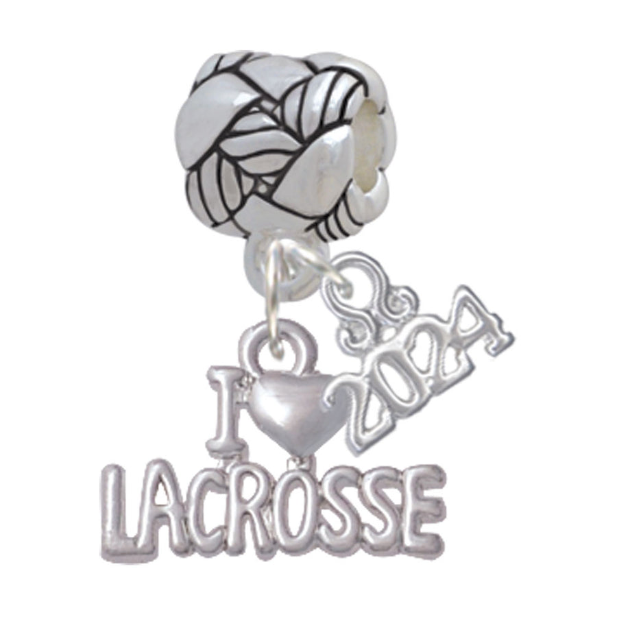 Delight Jewelry I Heart Lacrosse Woven Rope Charm Bead Dangle with Year 2024 Image 1