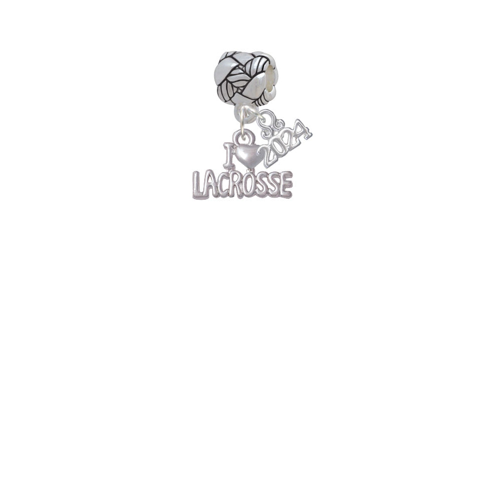 Delight Jewelry I Heart Lacrosse Woven Rope Charm Bead Dangle with Year 2024 Image 2