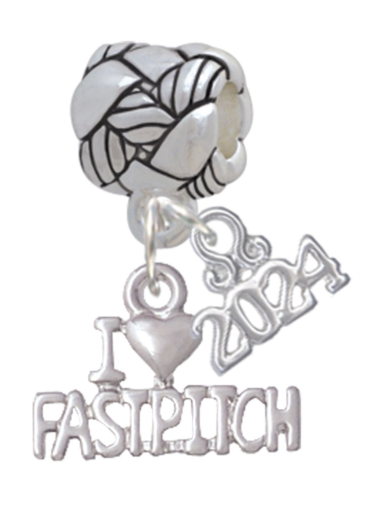 Delight Jewelry I Heart Fastpitch Woven Rope Charm Bead Dangle with Year 2024 Image 1