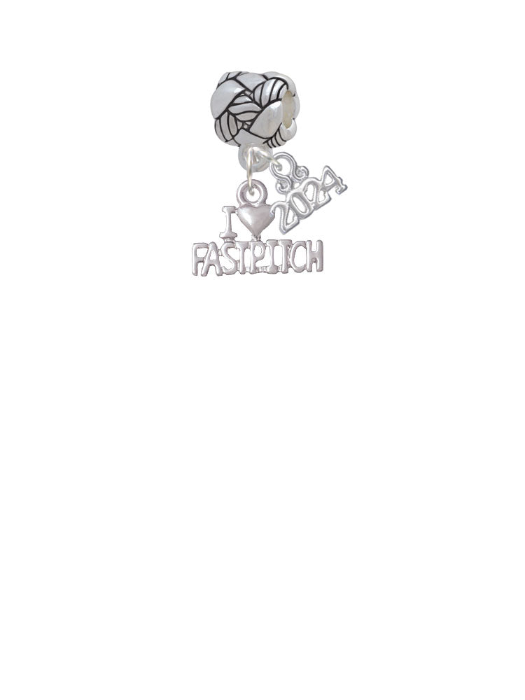 Delight Jewelry I Heart Fastpitch Woven Rope Charm Bead Dangle with Year 2024 Image 2