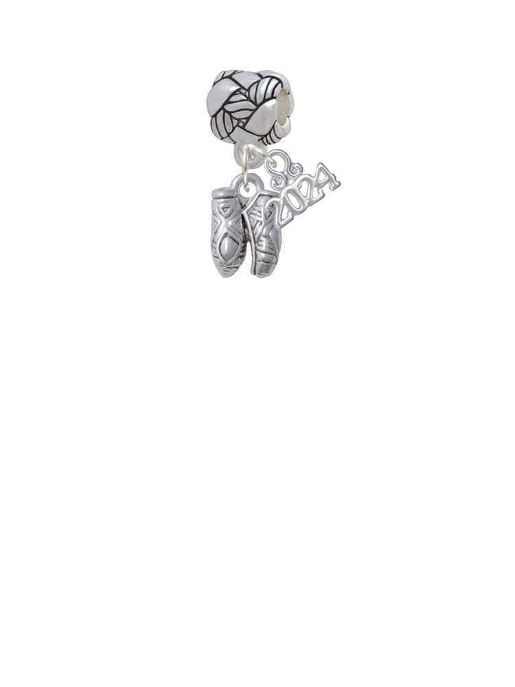 Delight Jewelry Silvertone Small Ballet Slippers Woven Rope Charm Bead Dangle with Year 2024 Image 2