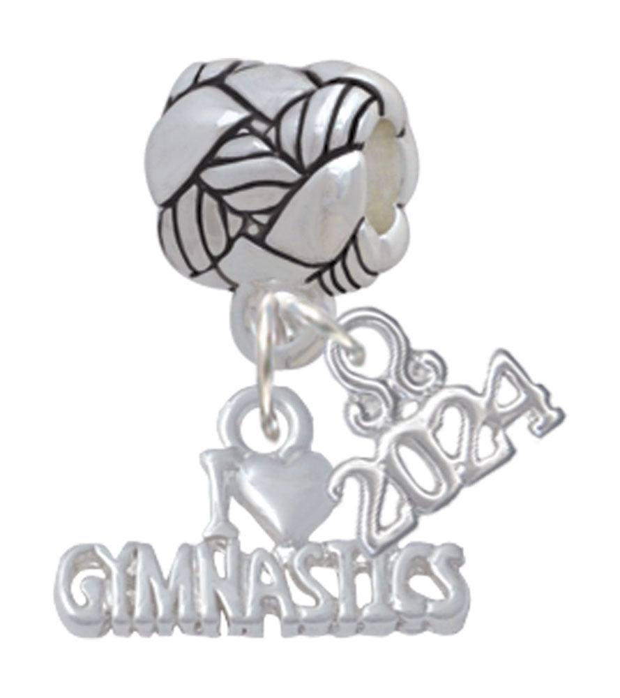 Delight Jewelry I Heart Gymnastics Woven Rope Charm Bead Dangle with Year 2024 Image 1