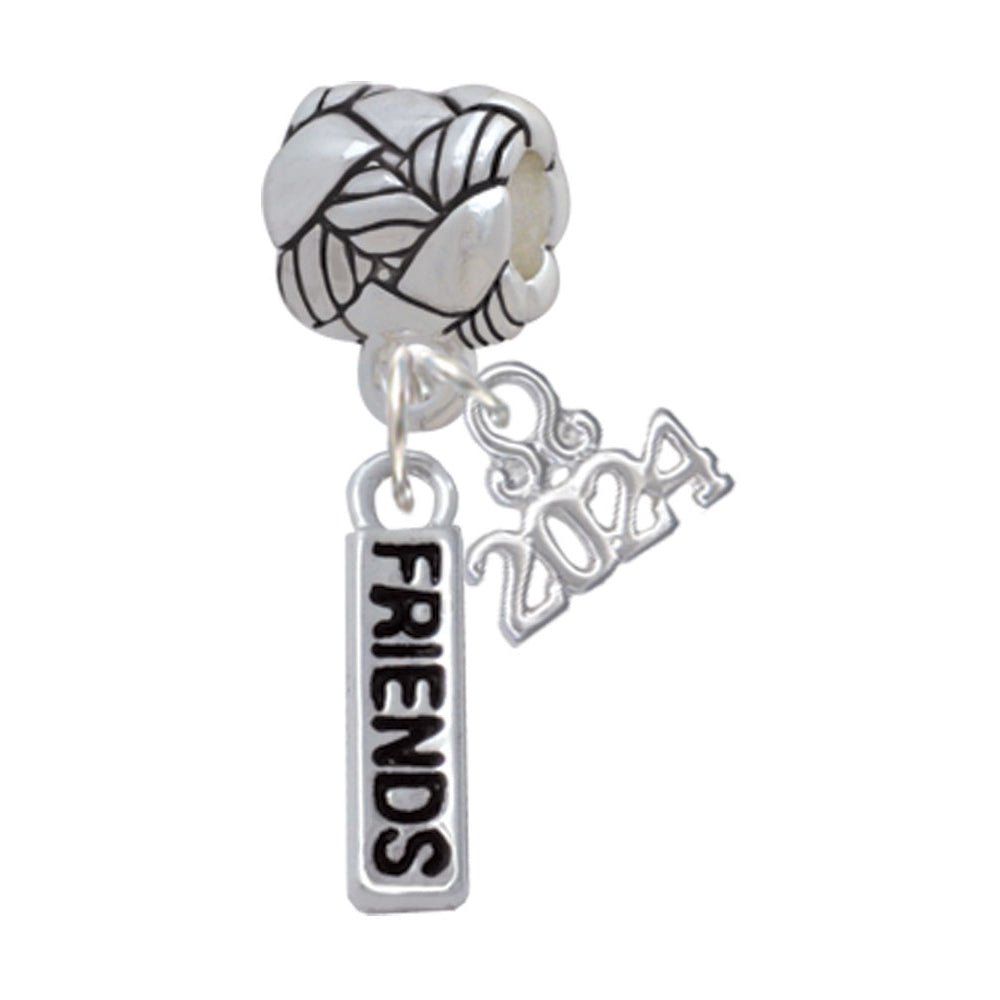 Delight Jewelry Silvertone Friends Woven Rope Charm Bead Dangle with Year 2024 Image 1