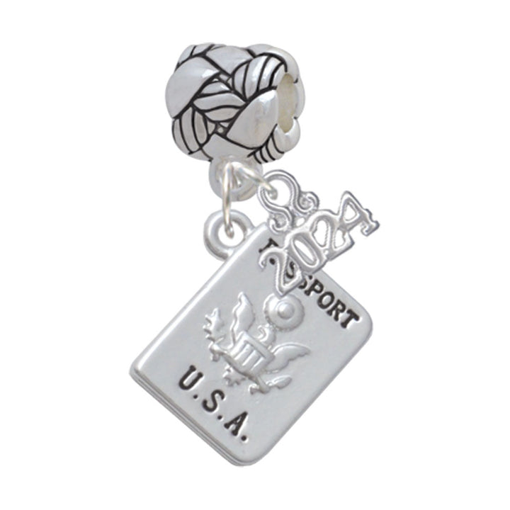 Delight Jewelry Silvertone Travel Passport Woven Rope Charm Bead Dangle with Year 2024 Image 1