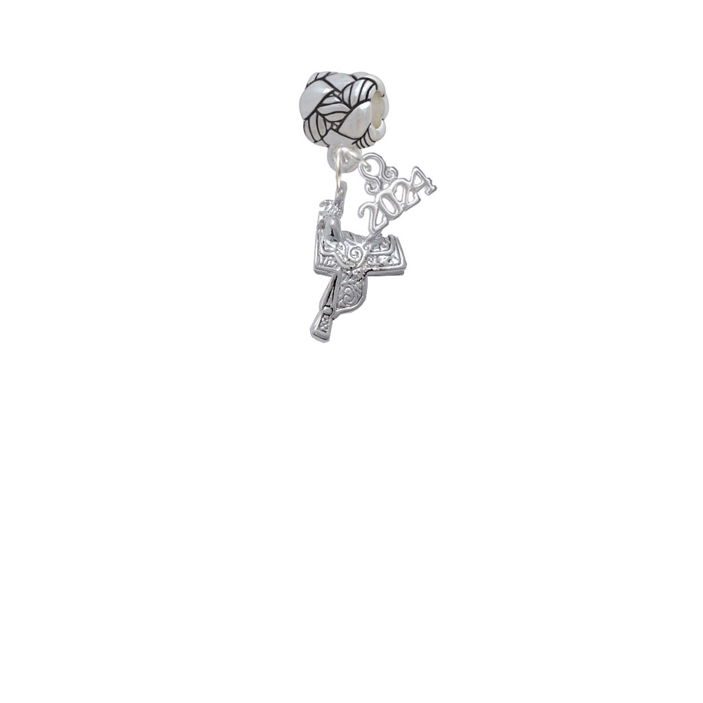Delight Jewelry Silvertone Western Saddle Woven Rope Charm Bead Dangle with Year 2024 Image 2