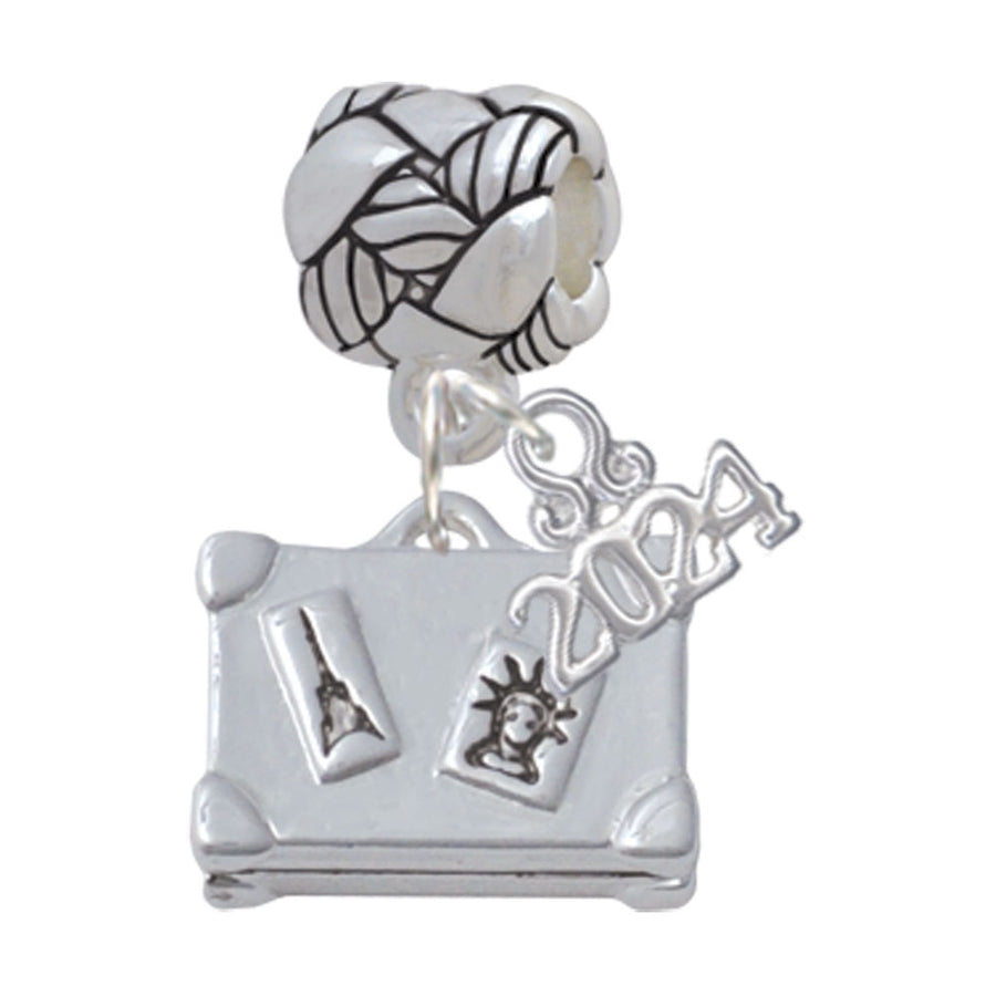 Delight Jewelry Silvertone Suitcase Woven Rope Charm Bead Dangle with Year 2024 Image 1