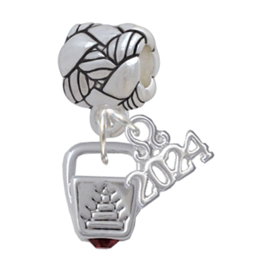 Delight Jewelry Silvertone Chinese Take Out Box with Crystal Woven Rope Charm Bead Dangle with Year 2024 Image 1