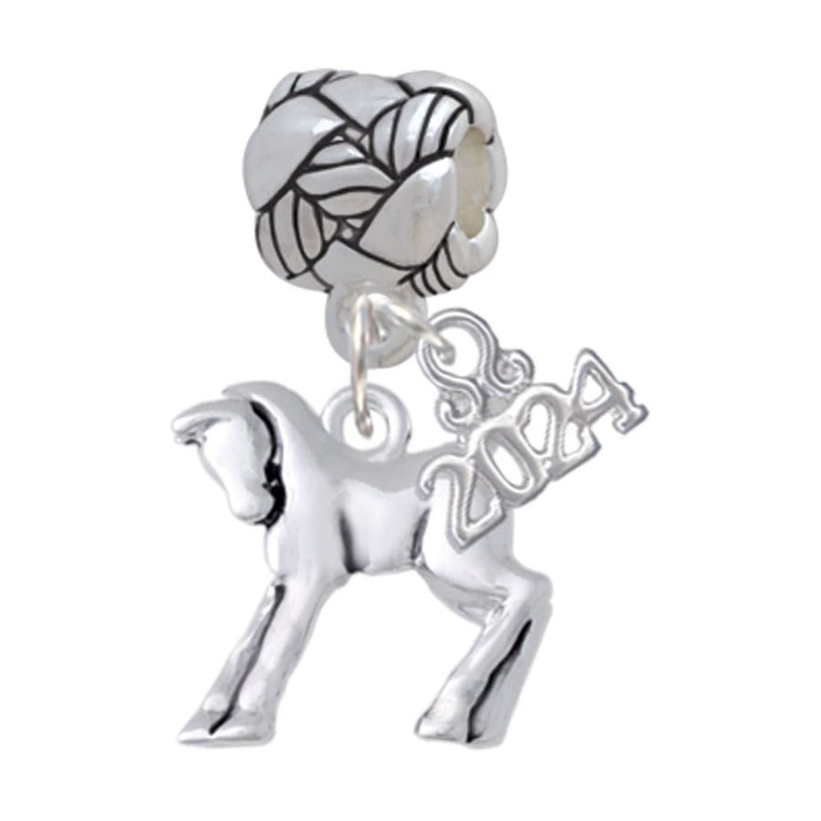 Delight Jewelry Silvertone Equestrian Horse Woven Rope Charm Bead Dangle with Year 2024 Image 1