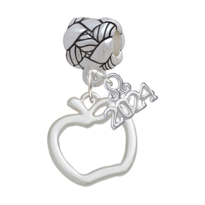 Delight Jewelry Silvertone Apple Outline Woven Rope Charm Bead Dangle with Year 2024 Image 1