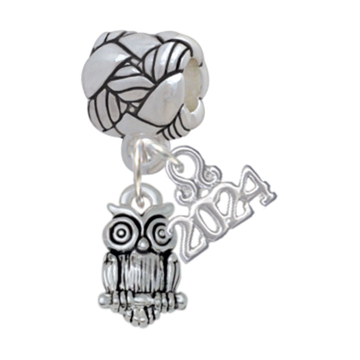 Delight Jewelry Silvertone Mini Owl Woven Rope Charm Bead Dangle with Year 2024 Image 1