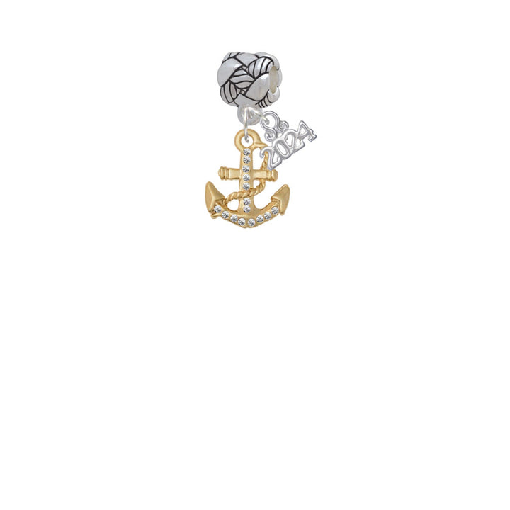 Delight Jewelry Goldtone Clear Crystal Anchor Woven Rope Charm Bead Dangle with Year 2024 Image 2