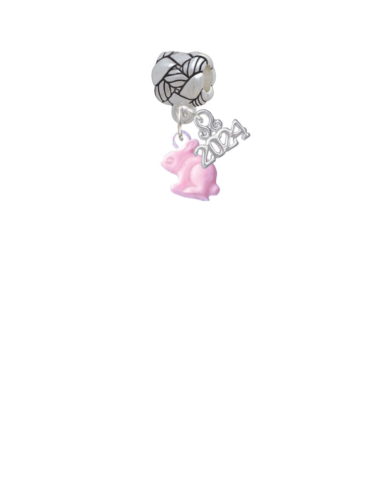 Delight Jewelry Mini Pink Bunny Woven Rope Charm Bead Dangle with Year 2024 Image 2