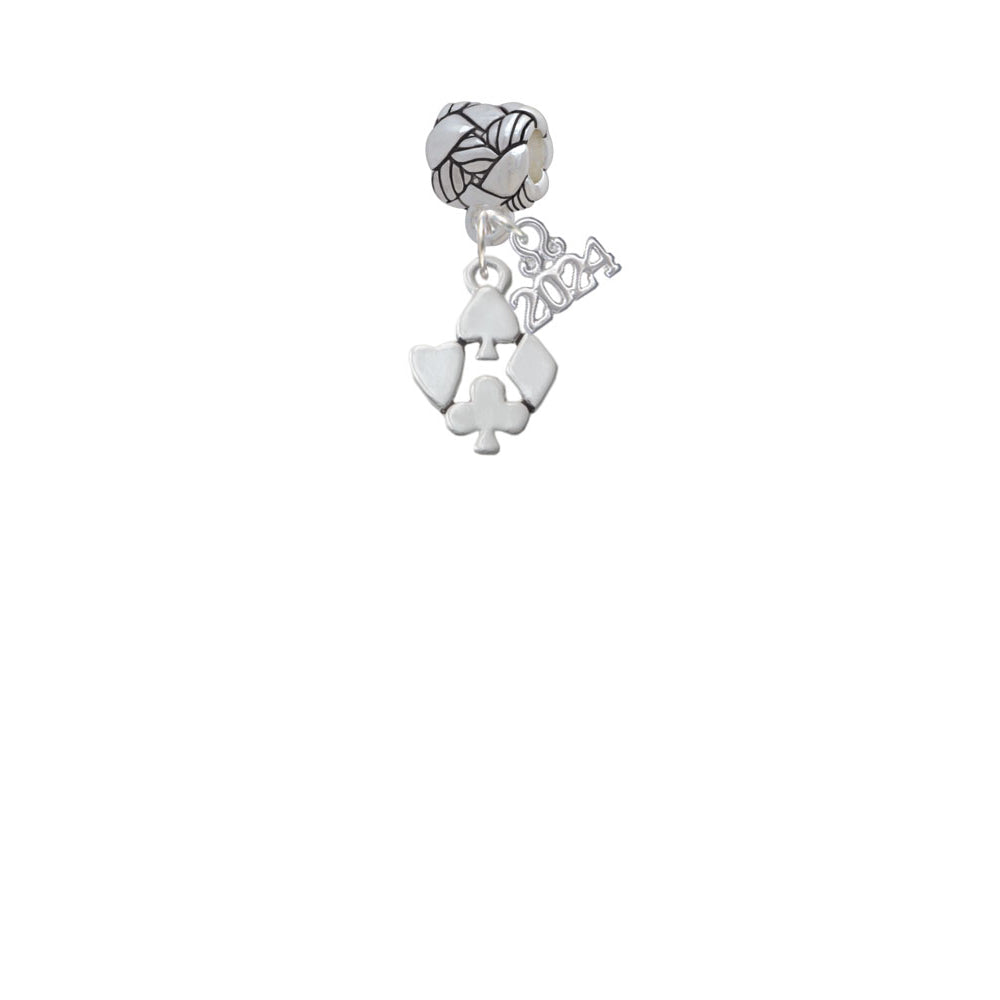 Delight Jewelry Silvertone Card Suits Woven Rope Charm Bead Dangle with Year 2024 Image 2