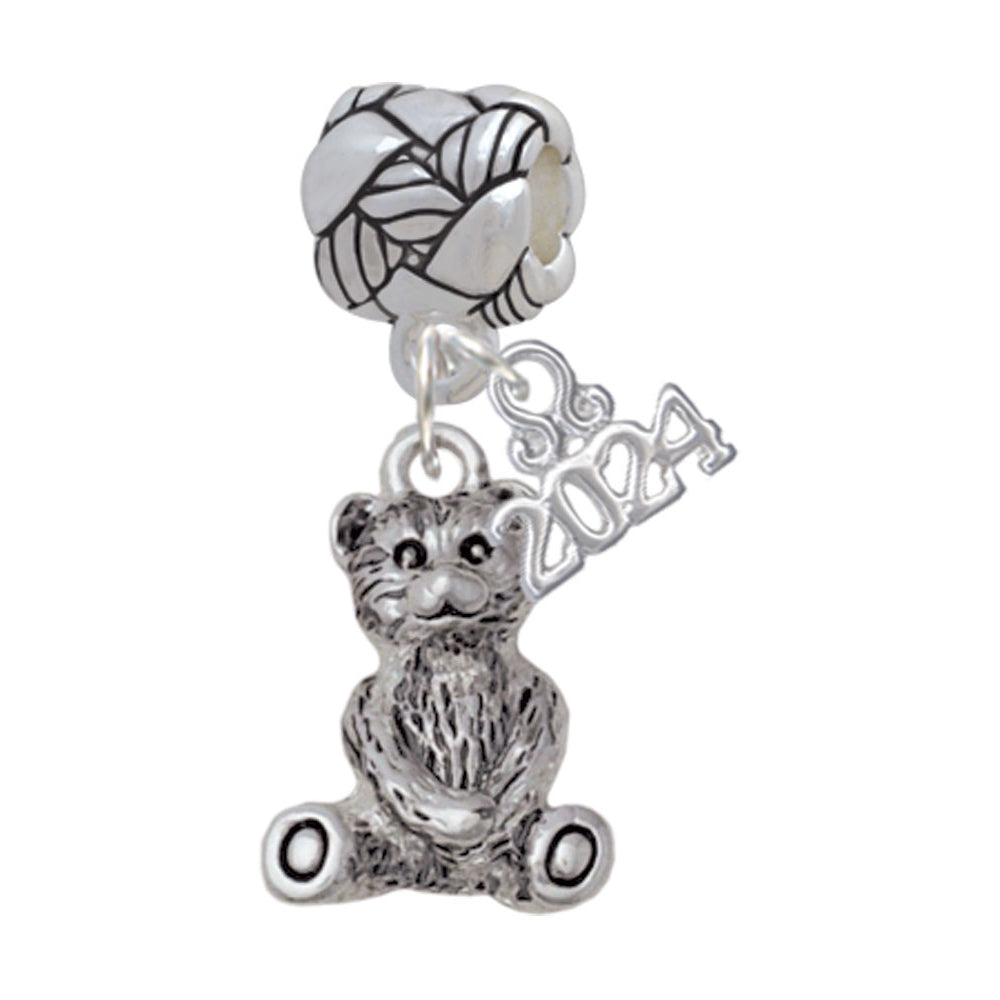 Delight Jewelry Antiqued Teddy Bear Woven Rope Charm Bead Dangle with Year 2024 Image 1