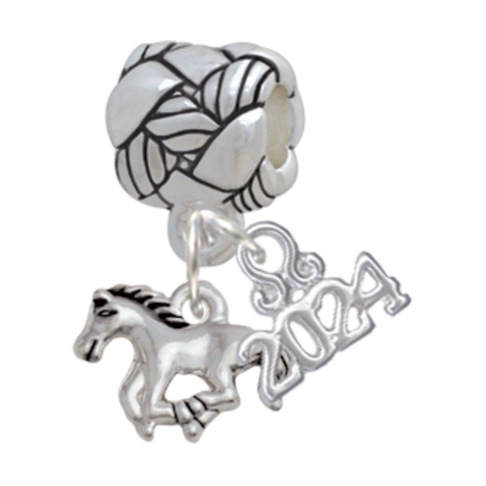 Delight Jewelry Silvertone Mini Running Horse Woven Rope Charm Bead Dangle with Year 2024 Image 1