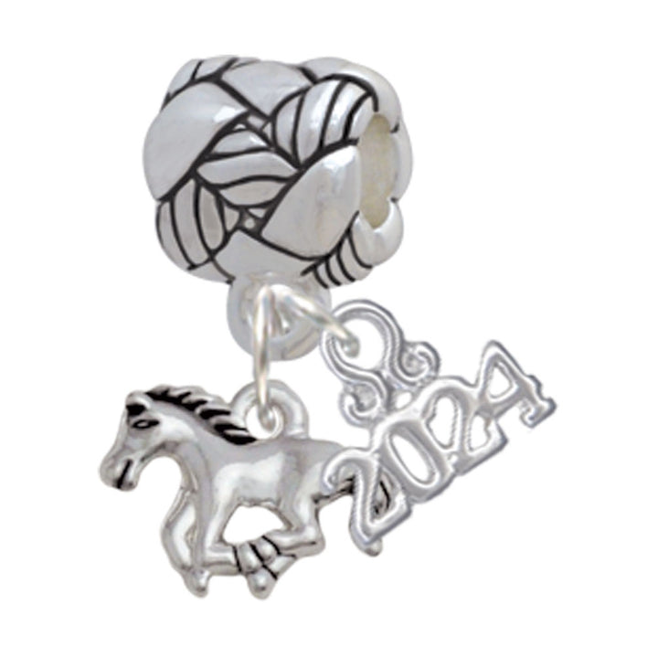 Delight Jewelry Silvertone Mini Running Horse Woven Rope Charm Bead Dangle with Year 2024 Image 1