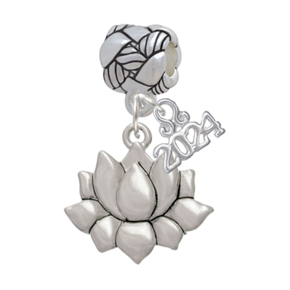 Delight Jewelry Medium Lotus Flower Woven Rope Charm Bead Dangle with Year 2024 Image 1