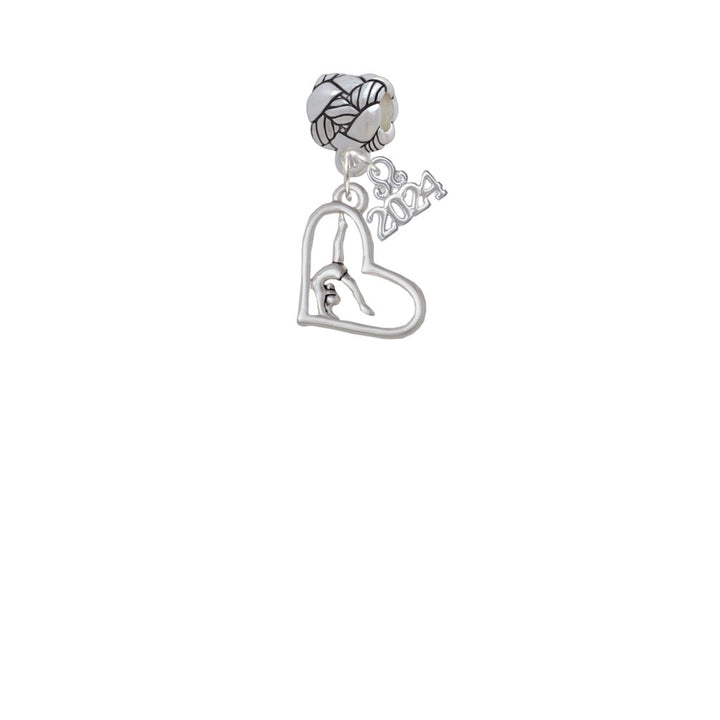 Delight Jewelry Silvertone Gymnast in Heart Woven Rope Charm Bead Dangle with Year 2024 Image 2