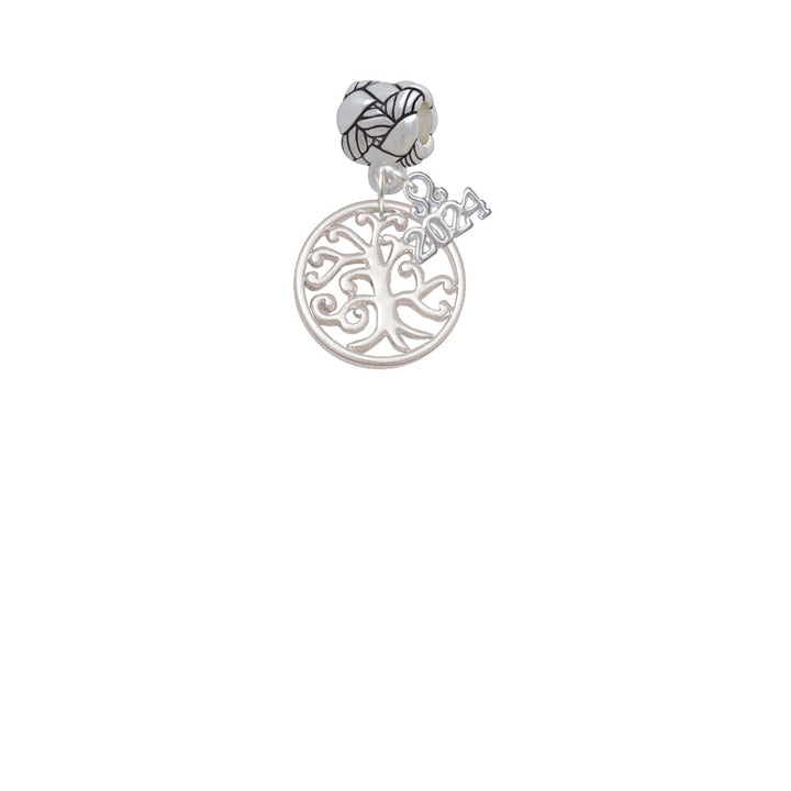 Delight Jewelry Silvertone Tree of Life Cutout Woven Rope Charm Bead Dangle with Year 2024 Image 2