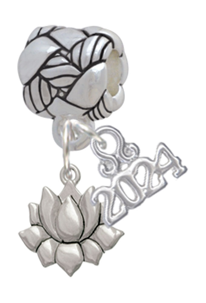 Delight Jewelry Silvertone Mini Lotus Woven Rope Charm Bead Dangle with Year 2024 Image 1