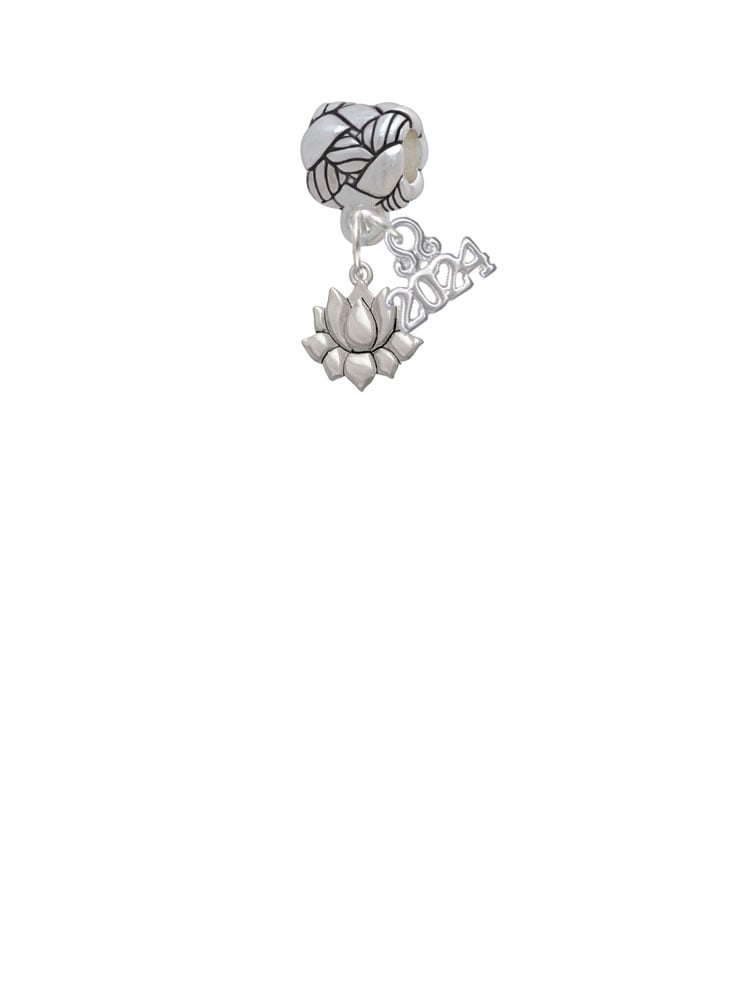 Delight Jewelry Silvertone Mini Lotus Woven Rope Charm Bead Dangle with Year 2024 Image 2