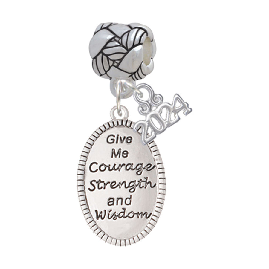 Delight Jewelry Give Me Courage Strength Wisdom Medallion Woven Rope Charm Bead Dangle with Year 2024 Image 1