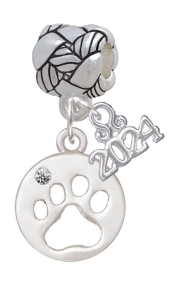 Delight Jewelry Silvertone Paw Silhouette Woven Rope Charm Bead Dangle with Year 2024 Image 1