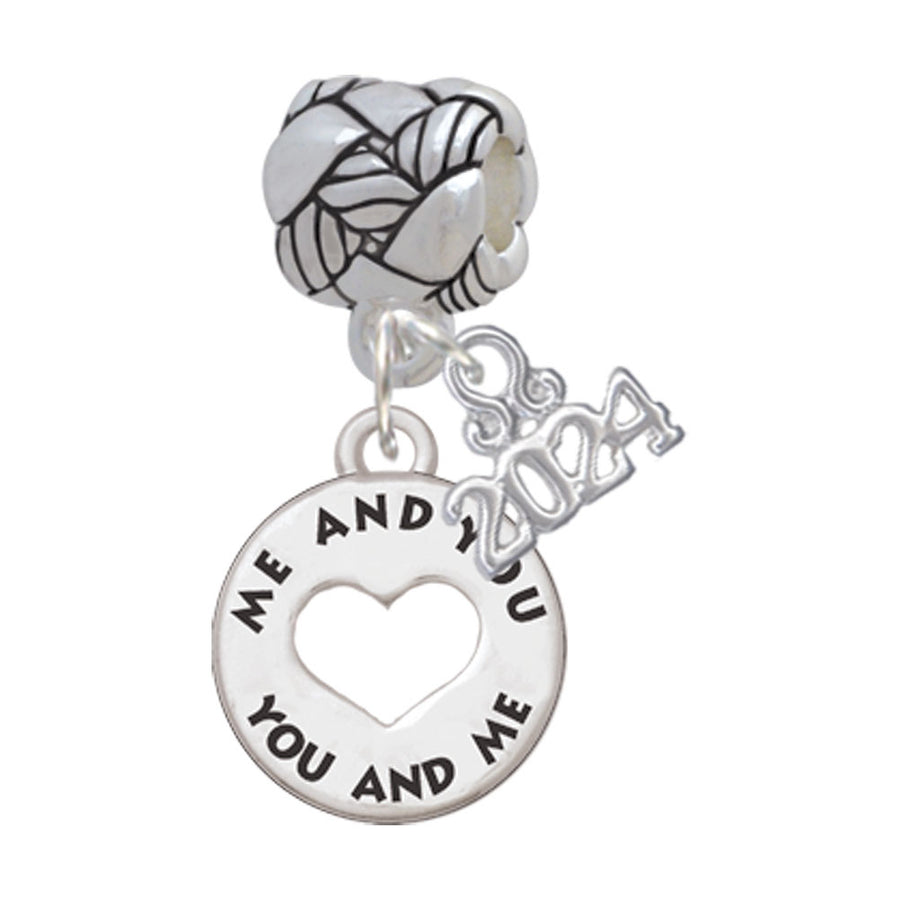 Delight Jewelry Silvertone You and Me Disc Woven Rope Charm Bead Dangle with Year 2024 Image 1