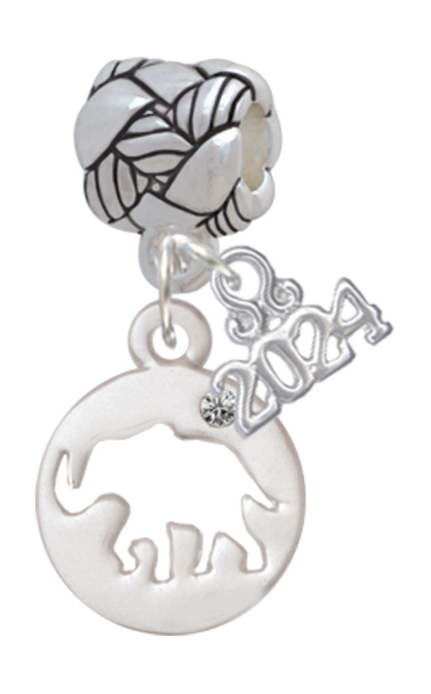 Delight Jewelry Silvertone Elephant Silhouette Woven Rope Charm Bead Dangle with Year 2024 Image 1