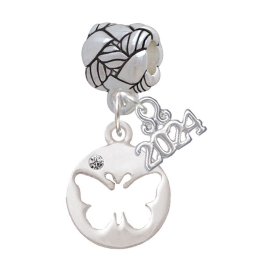 Delight Jewelry Silvertone Butterfly Silhouette Woven Rope Charm Bead Dangle with Year 2024 Image 1