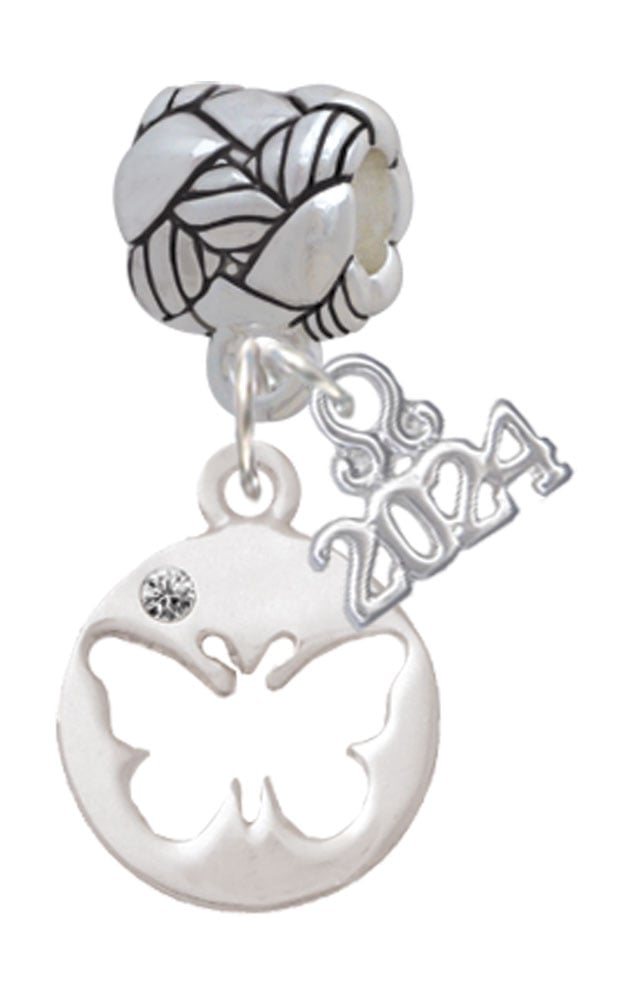 Delight Jewelry Silvertone Butterfly Silhouette Woven Rope Charm Bead Dangle with Year 2024 Image 1
