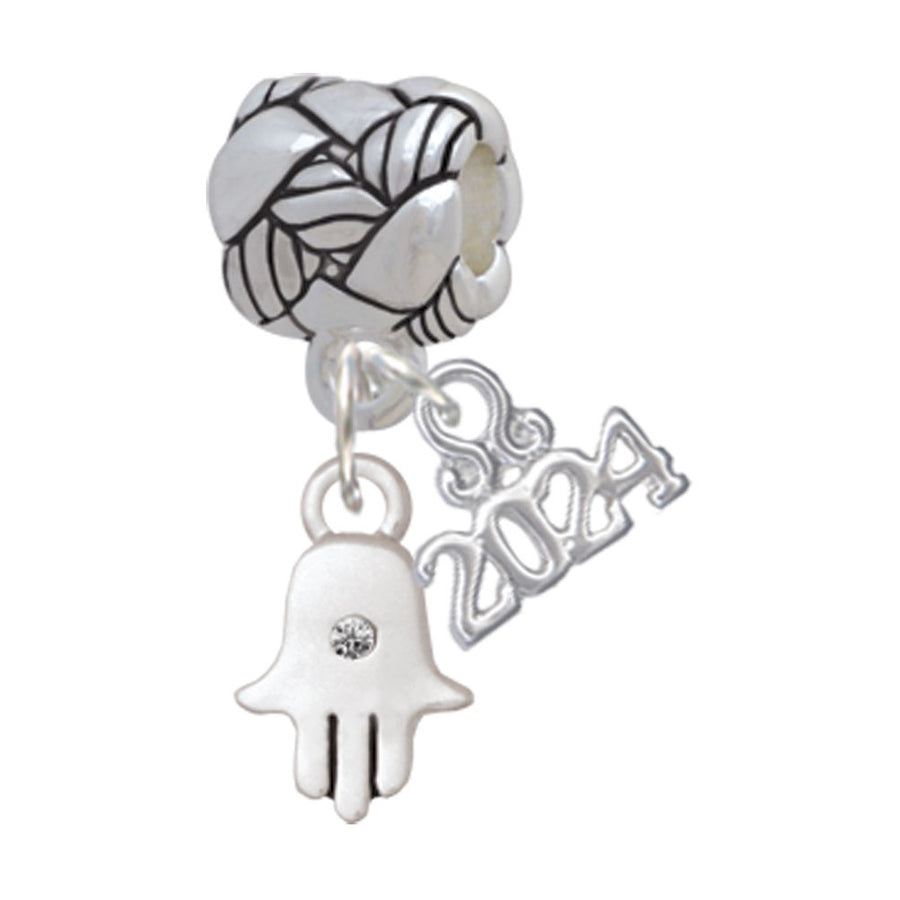 Delight Jewelry Silvertone Mini Hamsa Hand Woven Rope Charm Bead Dangle with Year 2024 Image 1