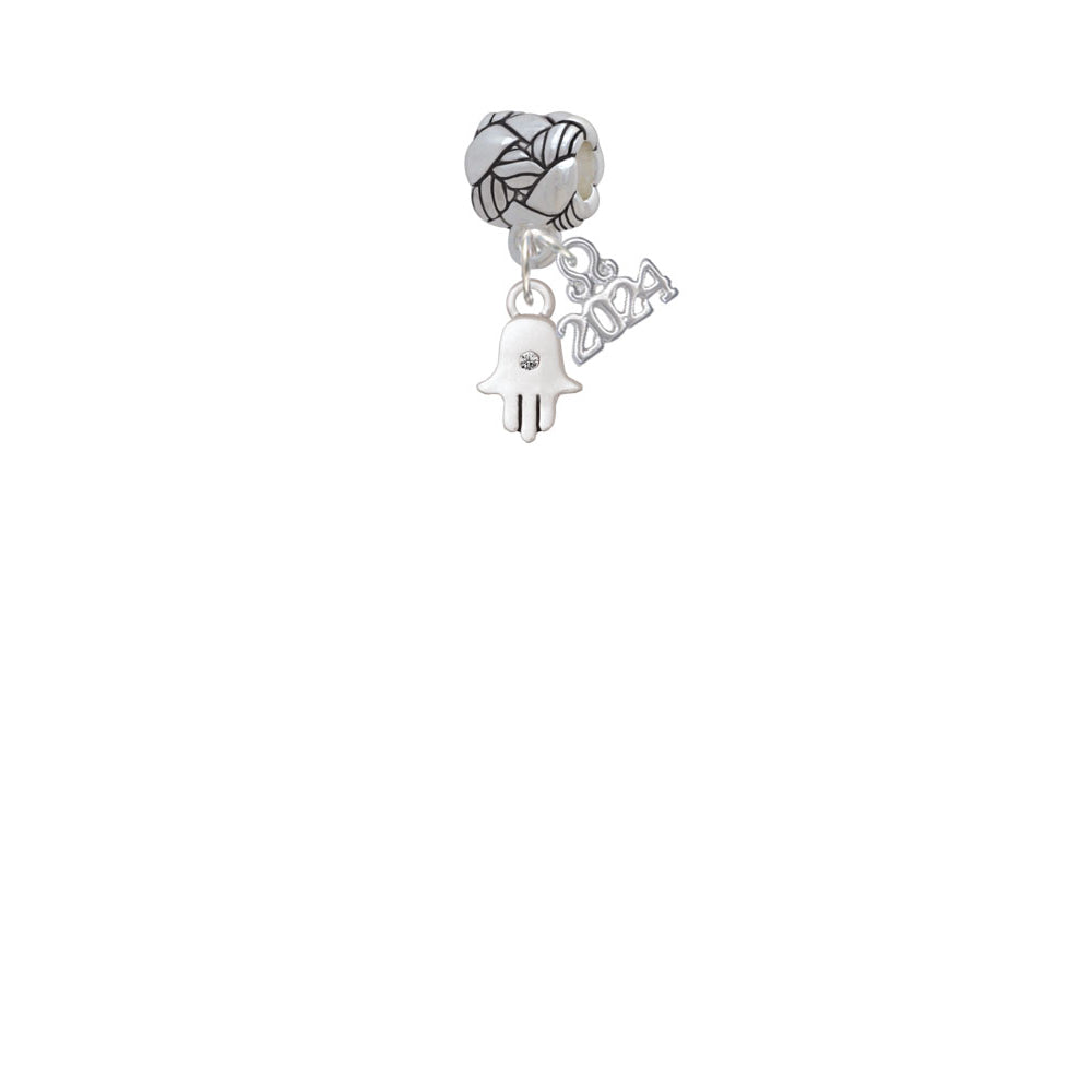 Delight Jewelry Silvertone Mini Hamsa Hand Woven Rope Charm Bead Dangle with Year 2024 Image 2