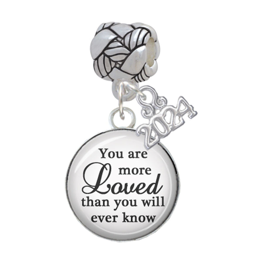 Delight Jewelry Silvertone Domed You are more Loved Woven Rope Charm Bead Dangle with Year 2024 Image 1